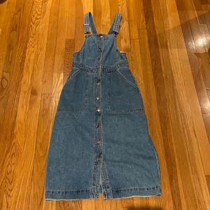 H&M denim midi overalls dress